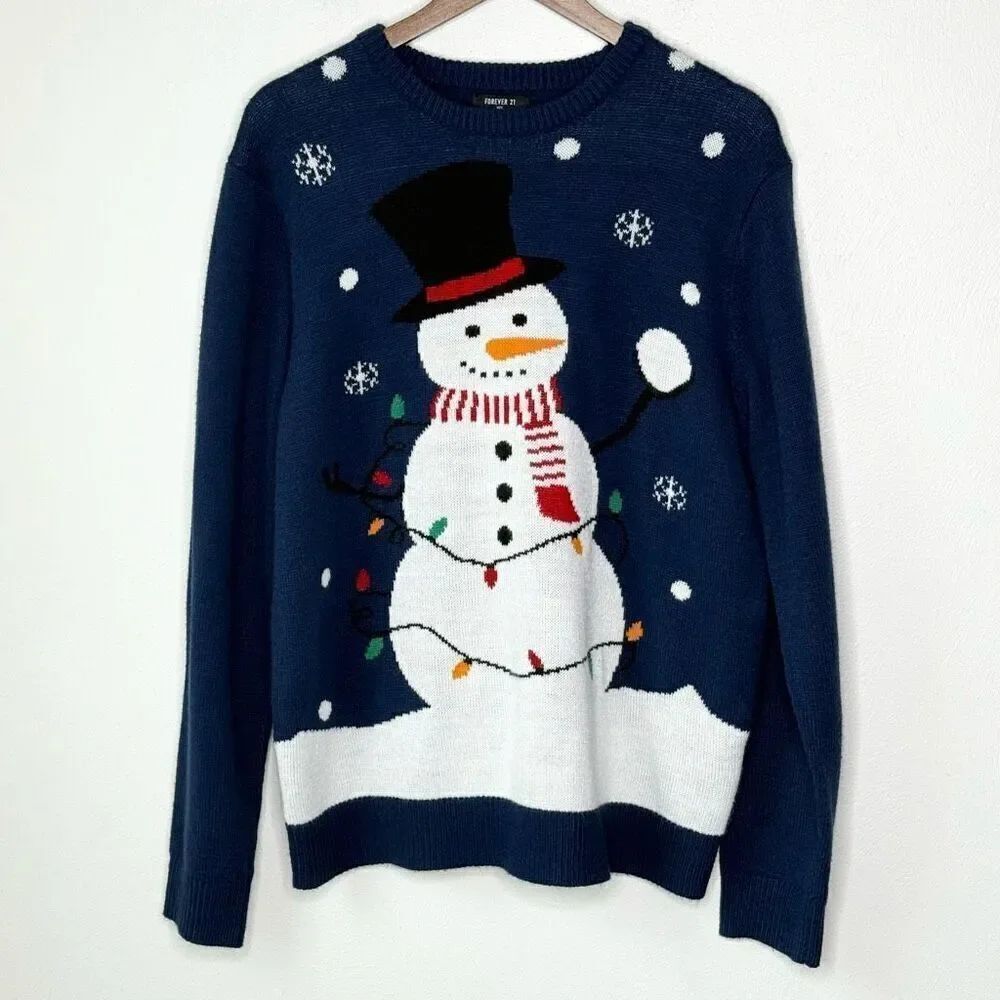 Forever 21 Holiday Snowman Christmas Crew Neck Sweater - Men’s US XL